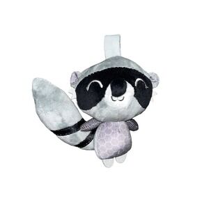 Raccoon Plush Baby Stroller Toy Crinkle Tail Sensory Activity Fabric Loop